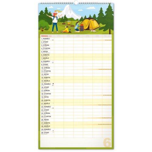 Rodinný plánovací kalendář nástěnný NOTIQUE XXL 2026, 33 x 64 cm - obrázek
