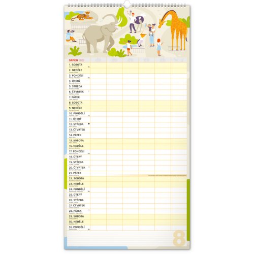 Rodinný plánovací kalendář nástěnný NOTIQUE XXL 2026, 33 x 64 cm - obrázek