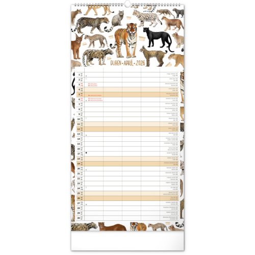 Rodinný plánovací kalendář nástěnný NOTIQUE Animalium 2026, 21 x 42 cm - obrázek
