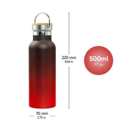 Termoláhev s bambusovým víčkem BAAGL Gradient červeno-černá 500 ml - obrázek