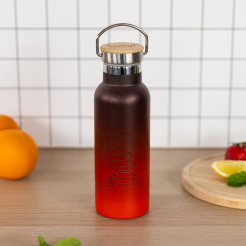 Termoláhev s bambusovým víčkem BAAGL Gradient červeno-černá 500 ml - obrázek