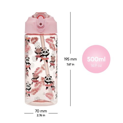 Tritanová láhev na pití s brčkem BAAGL Panda 500 ml - obrázek