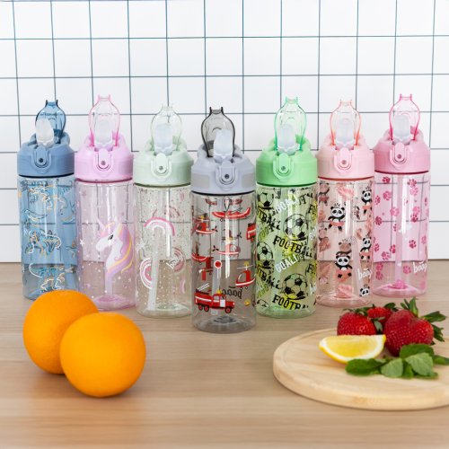 Tritanová láhev na pití s brčkem BAAGL Panda 500 ml - obrázek