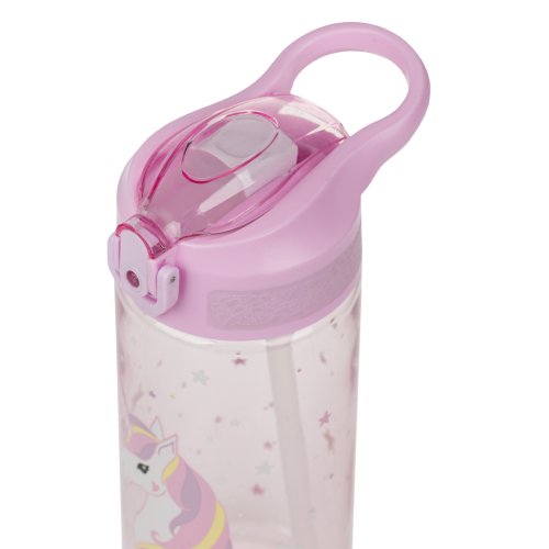 Tritanová láhev na pití s brčkem BAAGL Rainbow Unicorn 500 ml - obrázek