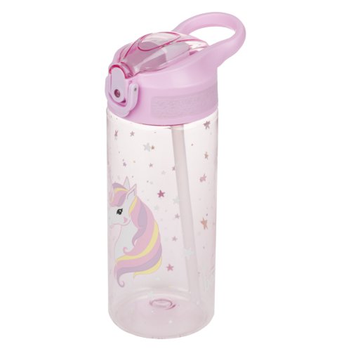 Tritanová láhev na pití s brčkem BAAGL Rainbow Unicorn 500 ml