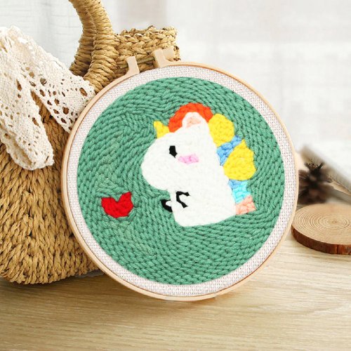 Vyšívání dutou jehlou sada - MALÝ DRAK A SRDCE 20x20 cm kulatý rám - CCX2-03.jpg