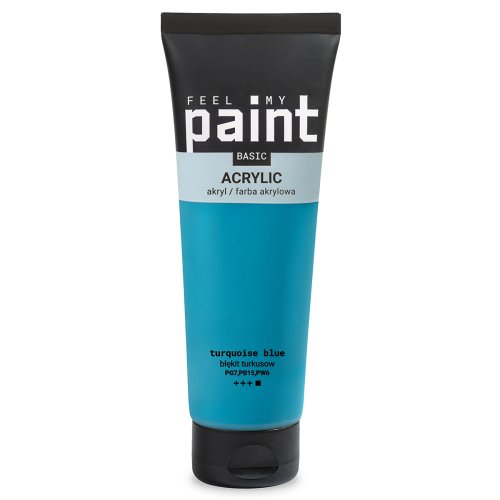 Akrylová barva FeelMyPaint 120 ml TYRKYSOVÁ MODRÁ - certifikace o bezpečnosti dětských hraček