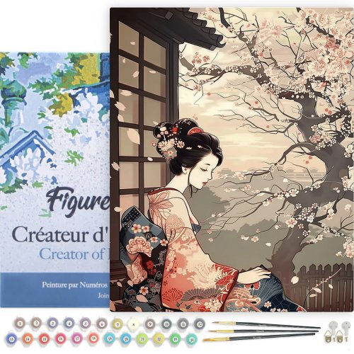 Malování podle čísel  - ŽENA V KIMONU A SAKURA na rámu 40 x 50 cm - FA10579-Y-02.jpg