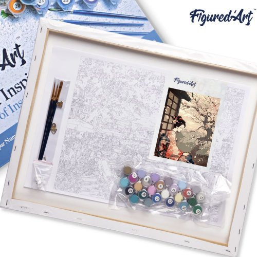 Malování podle čísel  - ŽENA V KIMONU A SAKURA na rámu 40 x 50 cm - FA10579-Y-05.jpg