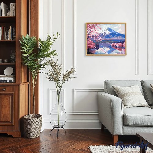 Malování podle čísel - JEZERO POD FUJI na rámu 40 x 50 cm