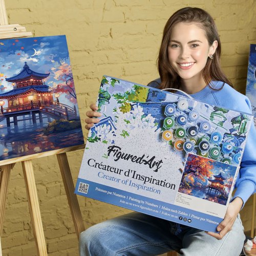 Malování podle čísel - PAGODA ZA PODZIMNÍ NOCI na rámu 40 x 50 cm - FA10553-Y-03.jpg