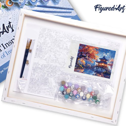 Malování podle čísel - PAGODA ZA PODZIMNÍ NOCI na rámu 40 x 50 cm - FA10553-Y-05.jpg