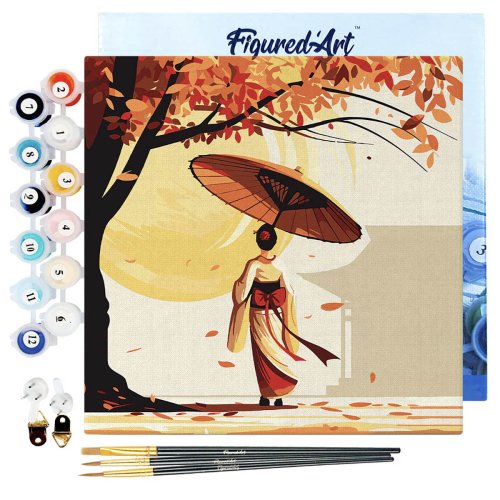 Mini malování podle čísel - GEJŠA NA PROCHÁZCE 20 x 20 cm na rámu - SFA309-Y-05.jpg