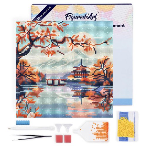 Mini diamantové malování - FUJI NAD JEZEREM na rámu 25 x 25cm - DP-SFA303-Y-11.jpg