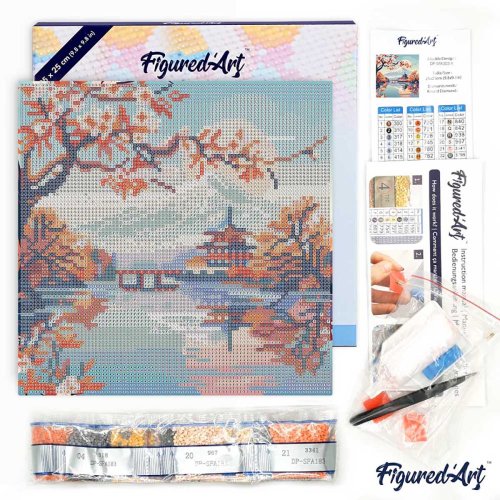 Mini diamantové malování - FUJI NAD JEZEREM na rámu 25 x 25cm - DP-SFA303-Y-14.jpg