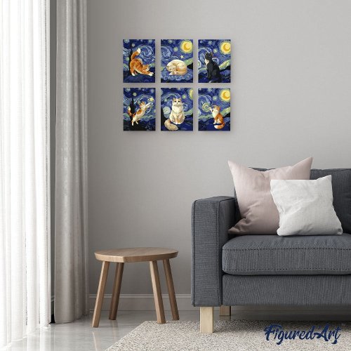 Mini malování podle čísel - KOČIČÍ HVĚZDNÁ NOC 15 x 20 cm 6 obrázků bez rámu - MFA032_3.jpg