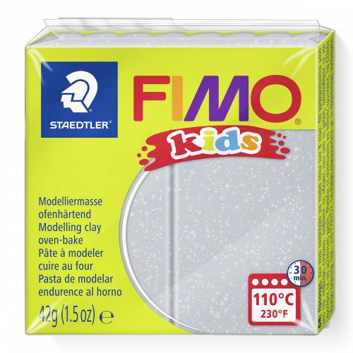 Fimo kids 42g - dětská modelovací hmota STŘÍBRNÁ SE TŘPYTKAMI