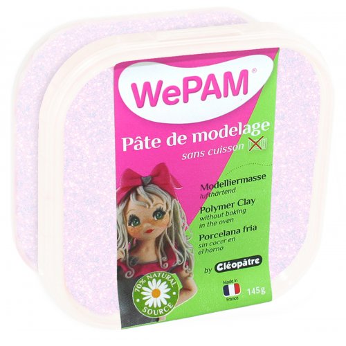 Samotvrdnoucí polymerová modelovací hmota WePAM 145g TŘPYTIVÁ BÍLÁ