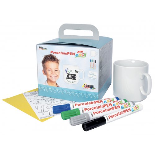 Sada Fixy na porcelán KREUL EASY s hrníčkem pro kluky