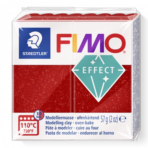FIMO efekt 57g ČERVENÁ SE TŘPYTKAMI